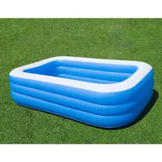 Piscina 3 Aneis inflável Retangular PVC Azul Familiar Resistente 120 cm a 305 cm Infantil e Adulto VG Plus