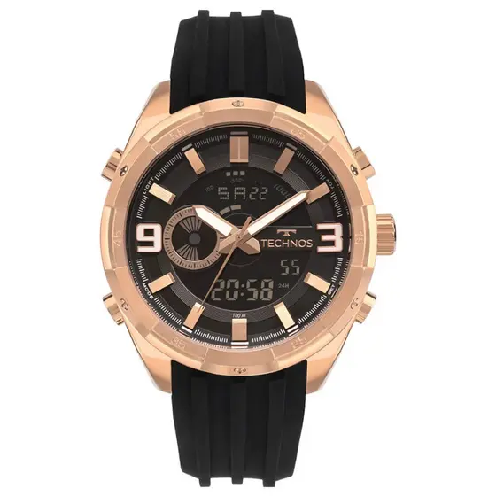 RELÓGIO TECHNOS MASCULINO DIGIANA PRETO/ ROSE YXD0645AAC/2P