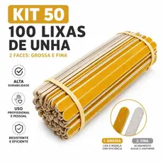 Kit 50/100 Lixa de Unha para Acabamento Perfeito Ideal para salão
