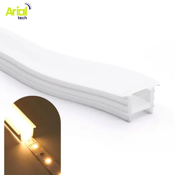 Perfil Embutir 5m 12x12mm Flexível Silicone Para Fita Led