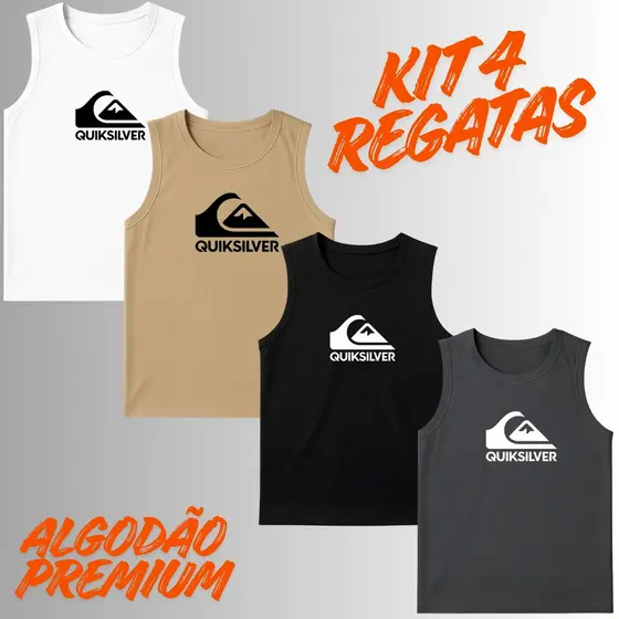 Kit 4 Regatas Masculina Algodão Varias Estampas Leve e Confortavel