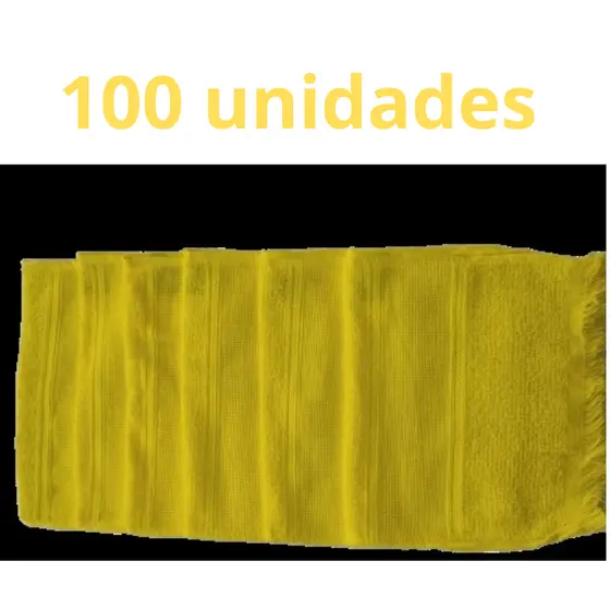 Kit com 100 Social de mão para bordar na Cor Amarela - 23cm x 36cm - 100% algodão
