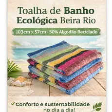 Kit com 6 Toalhas de Banho ecológicas listrada 103cm x 57cm Beira Rio