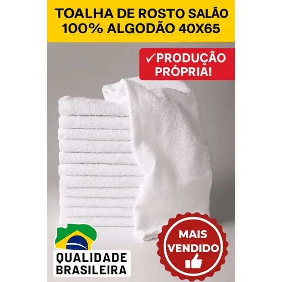 Kit com 12 Toalhas de Rosto Lisa Salão de beleza babearia Manicure Beira Rio 40cm x 65cm algodão