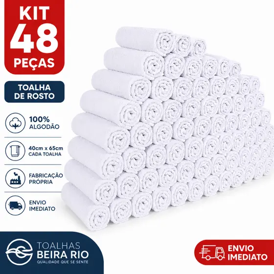 48 Toalhas de Rosto Algodão Salão de Beleza Barbearia Manicure 40x65 Atacado Fabricação Propria Beira Rio