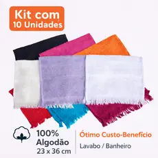 Kit 10 Toalhas Sociais 100% Algodão 23x36cm Lavabo Escolar Manicure