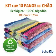 Kit 10 Panos de Chão Ecológico 100% Algodão Grande 103x57 Beira Rio