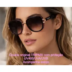 Óculos de sol feminino Original Marca Tripari Com proteção UV400/UVA/UVB molas nas hastes + estojo