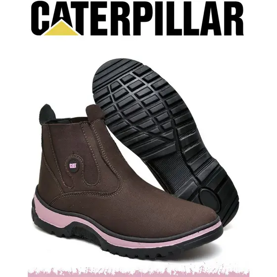 Botina Feminina CATERPILLAR Bota Texana Calce Fácil Lona Reforçada Sola Borracha