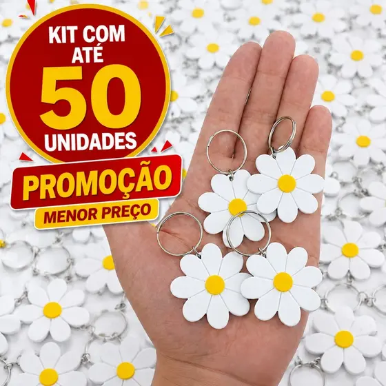Chaveiro Margarida Branca ótimo para Lembrancinha Primavera, verão eventos, mimos