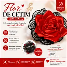 Presilha de Cabelo Rosa de Cetim  com Renda Pomba Gira / Cigana / Candomble / Umbanda