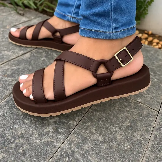 Sandália Feminina Moderna Estilo Casual 33 a 40 Oferta Relâmpago Confortável Elegante para Trabalhar