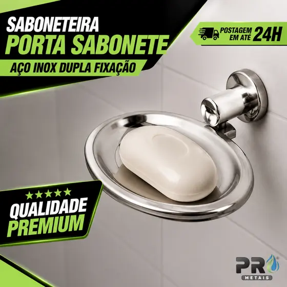 Saboneteira Porta Sabonete Parede Aço Inox Com Fixação dupla Cód. 4360