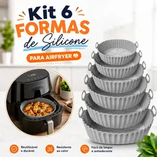 Forma de Silicone Air Fryer Micro-ondas Forma Redonda Reutilizável para Frituras e Assados
