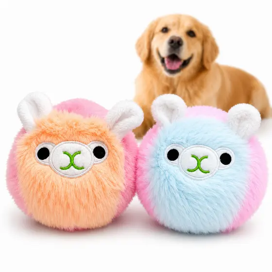 Bolinha Pet de Pelúcia Pula e Apita Brinquedo Interativo para Cães 11cm