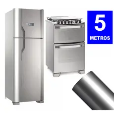 5 metros Adesivo Película Vinil Prata Tipo Inox Impermeável Envelopar Decorar Fogão Geladeira Móveis