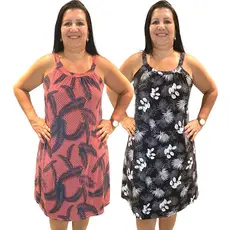 Kit 2 Vestido Plus Size Feminino com Alcinha Soltinho Versátil Veste até Tamanho 50
