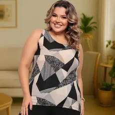 Blusa Regata Feminina Plus Size Veste 44 ao 50 Liganete Estampada Soltinha Moda Modesta Malha fria