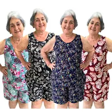 Kit 4 Conjuntos Plus Size Feminino Senhora Liganete Soltinho Estampado Veste 42 ao 48
