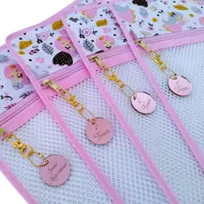 Kit Saquinho Maternidade Organizador Bolsa Maternidade 4 ou 5 Unidades + Tags Rose Gravadas a Laser