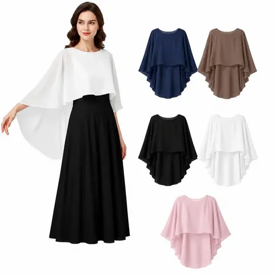 Echarpe Feminina Elegante em Chiffon Leve Festa Luxo Coral
