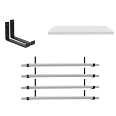 Kit Suporte Mão Francesa Invertida + Prateleira MDF 100% com kit Instalação Sala Quarto Cozinha 60cm