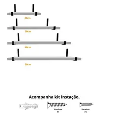 Kit 4 Prateleiras 20/30/40/50cm nicho Mdf Branco decoração quarto escritório com kit instalação