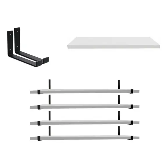 Kit Suporte Mão Francesa Invertida + Prateleira MDF 100% com kit Instalação Sala Quarto Cozinha 30cm