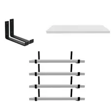 Kit 04 Mão Francesa Invertida + Prateleira MDF 100% com kit Instalação Sala Quarto Cozinha 30cm