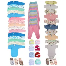 Kit 13 peças enxoval bebê body calça e meia Algodão