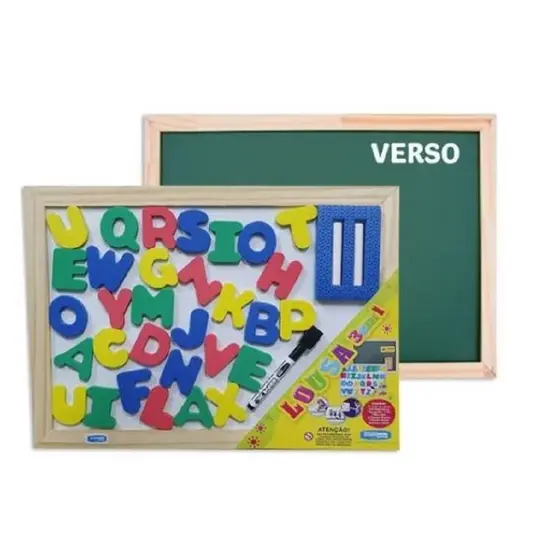 LOUSA BRANCA MAGNETICA ABC E GIZ - DUPLA FACE - 40X30CM - Aprendizado para Crianças Educativo