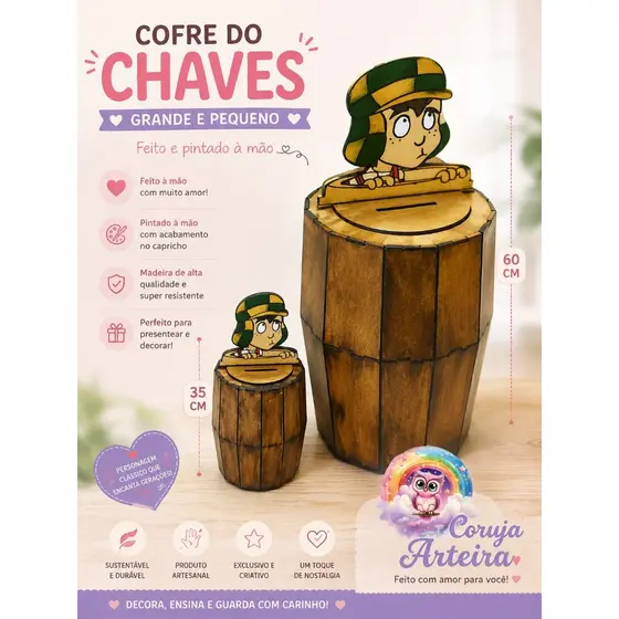 Mega Cofre do Chaves Pintado à Mão Turma do Chaves Premium