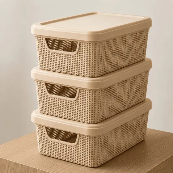 Kit 3 Caixas Organizadora Com Tampa Cesto 1,8 Litros em Plástico Resistente Jaguar