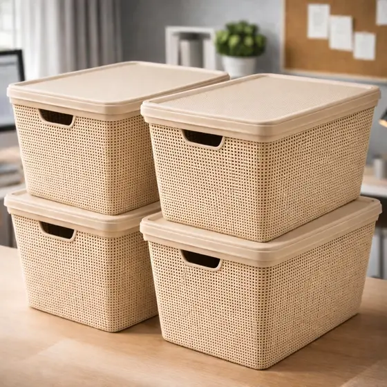 Kit 4 Caixas Organizadoras 22 Litros Banheiro Cozinha Com Tampa em Promoção