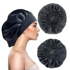 Touca de Cetim Ant Frizz Com Faixa Larga para Dormir Cozinha Banho
