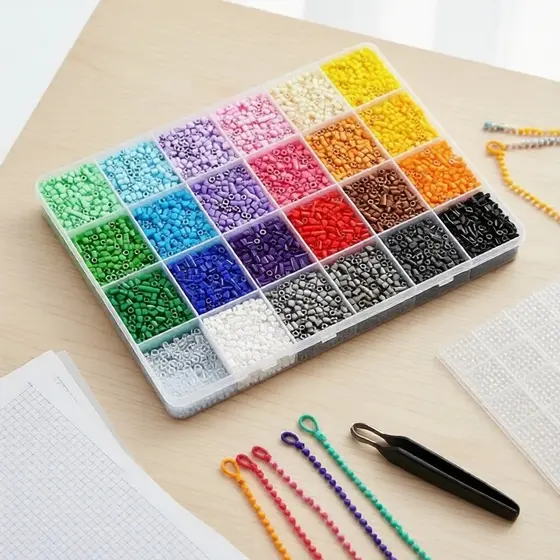 Conjunto Completo de Miçangas Perler, 24 Cores, 14000+ Kit, Brinquedo de Pixel DIY, Presente Artesanal para Crianças