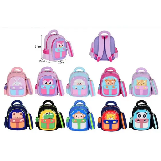 Lançamento!!! Mochila infantil animais Acolchoada/leve/grande capacidades/alça Resistente COM estojo
