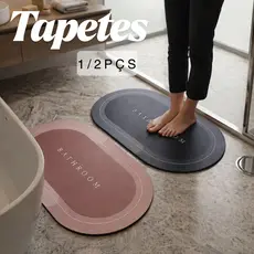 1 Ou 2 Pecas Tapete de Banheiro Absorvente Antiderrapante Secagem Rápida