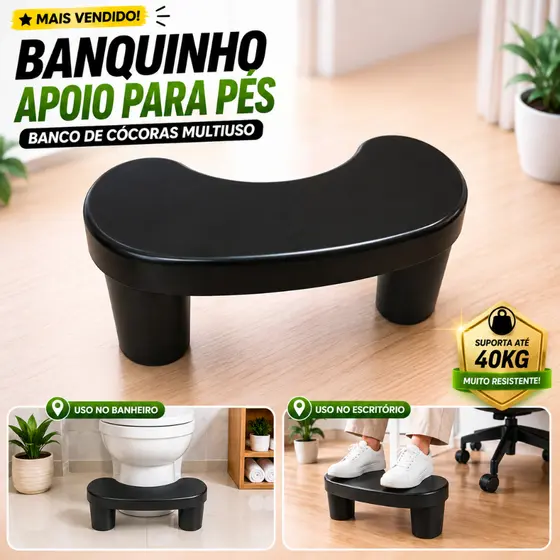 Apoio Descanso Para Os Pes Anatomico Portatil Banheiro Escritorio Banquinho Premium Preto