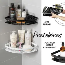 Prateleira Suporte Organizador De Parede Reforçado e Autocolante Para Shampoo Banheiro e Cozinha