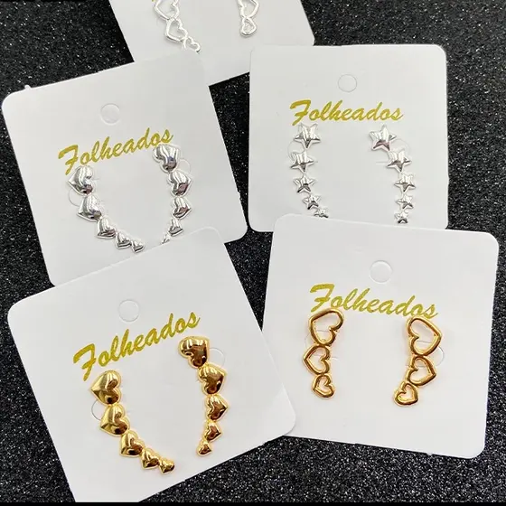 Brincos 1 Par Folheados Ouro - Prata Coração brincos da Moda