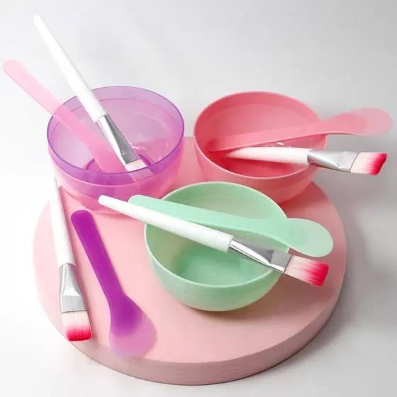 Kit Bowl Tigela De Plástico com Espátula  Conjunto De Misturar Aplicar Ferramentas De Maquiagem Cuidados Com O Rosto