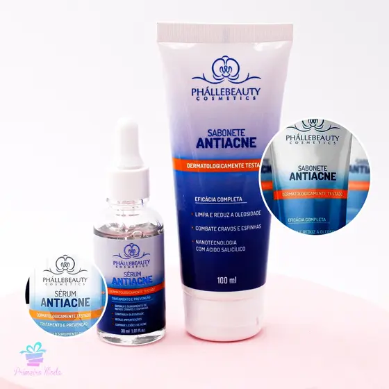 Kit 2 unidades de Tratamento Antiacne sérum e sabonete  PhalleBeauty