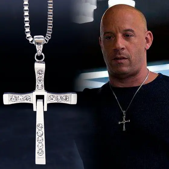 Colar Corrente Cruz Vin Diesel Dominic Toretto Velozes e Furiosos Corrente Cruz Cordão Inox