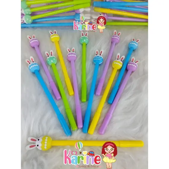30 Canetas Coelhinho/ Páscoa/Lembrancinhas / escrita azul / ponta fina/ Caneta divertida/ canetas/ Caneta páscoa/