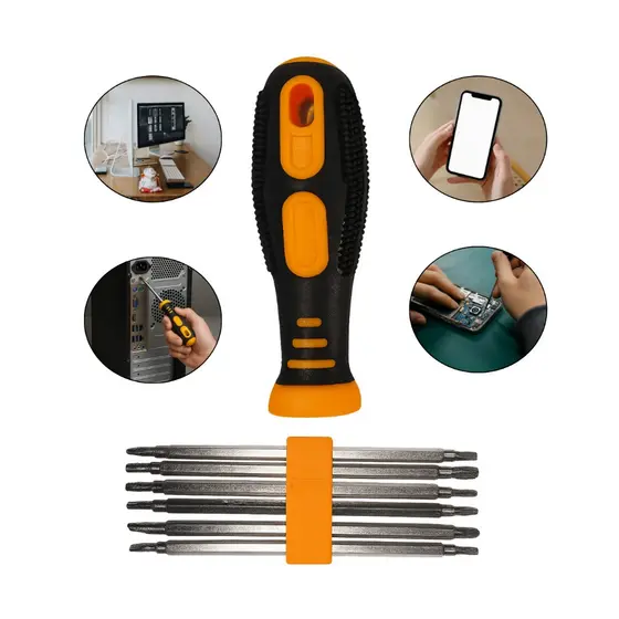 Kit Chave Precisão 6 em 1 Tri-Wing Torx Fenda Philips Y3 Para Games, Celular, Eletrônicos