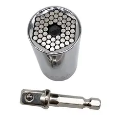 Soquete Universal Para Parafusadeira Furadeira Chave Catraca Inteligente De Boca Sextavado Multifuncional Dentado   Pito 7 A 19 milímetros + Adaptador