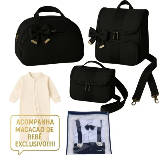 Conjunto Bolsa De Maternidade Com Mochila Térmica Luxo Completo
