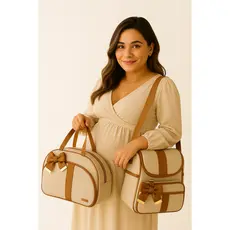 Kit Luxo Bolsa Mala Maternidade Bolsa G + Mochila 2 em 1 - Menina/Menino