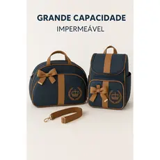 Kit Bolsa Maternidade com Mochila 2em1 + Trocador Grátis | 4 Peças Premium
